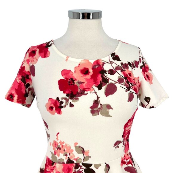 The Office Edit X Kiki Larue Floral Peplum Blouse White Pink Size Medium NWT - Picture 2 of 11